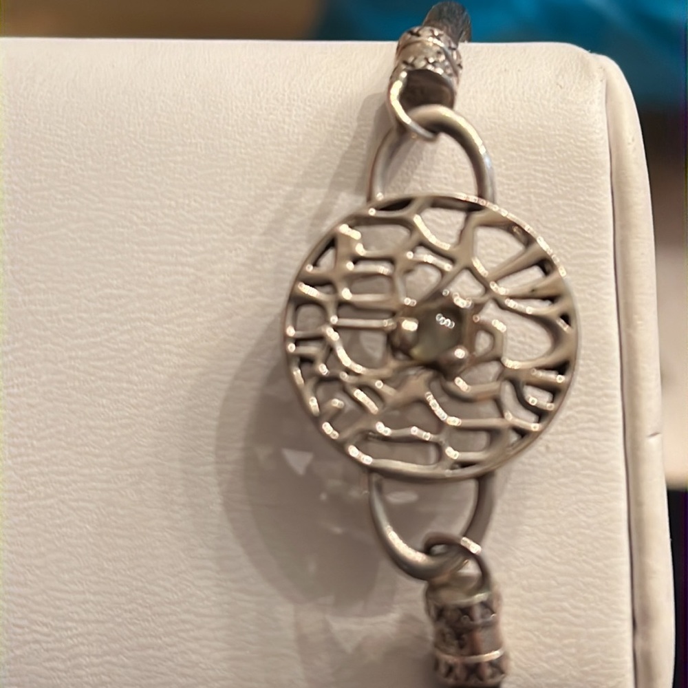 Hebrew letters sterling silver leather bracelet - Picture 4 of 4